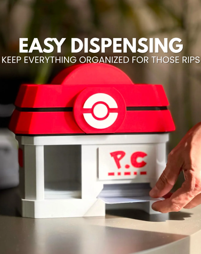 Pokémon TCG Card Organizer | PokéCenter Sleeve Dispenser | Top Loader & Penny Sleeve Holder | Graded Card Storage