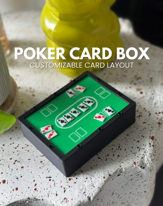 Playing Card Deck Holder | Poker Table Case | Sliding Storage Box | Swappable Miniature Game Pieces | Casino Gift | 3D Printed Organizer